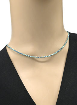 Чокер из циркона шарик гр.2мм цв.голубой, 38см