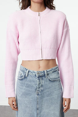 Pembe Crop Vatka Fermuar Detayl? Triko H?rka TWOAW25HI00020