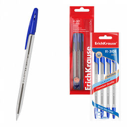 Цена за 24 шт. Набор из 4 ручек шариковых ErichKrause R-301 Stick Classic 1.0, цвет чернил: синий, черный, красный, зеленый (в пакете)