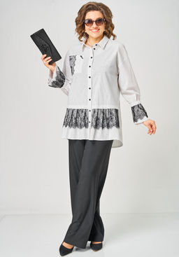 Блуза EVA GRANT 5002 белый в полоску