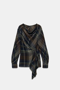 ZW COLLECTION DRAPED CHECK TOP - Zara фото 5