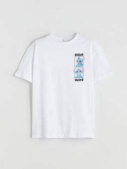 Bisiklet Yaka Stitch Bask?l? K?z ?ocuk Ti??rt