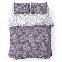 Постельное белье, комплект 2-х спальный "Веточки", 4 предмета: пододеяльник на пуговицах 175х215см, евро-простыня 220х240см, 2 наволочки 70х70см, поплин 115г/м2, хлопок 100%, упаковка "классическая" ПВХ 32х41см, "Домашняя мода" (Россия)