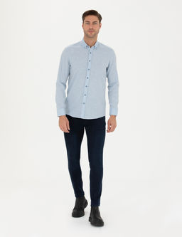 A__k Mavi Slim Fit Uzun Kollu G_mlek