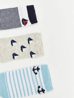 Desenli Erkek Bebek Patik ?orap 3l?