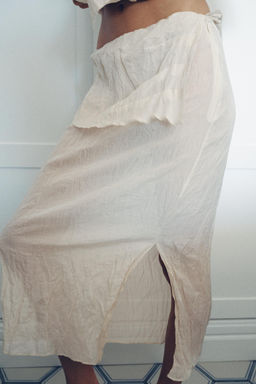 FALDA MIDI EFECTO ARRUGADO / Crudo / Beige - Zara фото 3