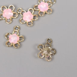 Цена за 5 шт. Декор для творчества металл «Цветок», золото, розовый, 1.8×1.5×0.5 см