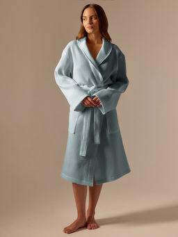 Халат вафельный женский SL HOME: Basic «Аззура», размер L, хлопок 100%, бирюзовый
