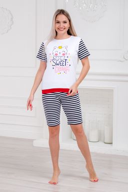 Пижама женская футболки и шорт из интерлока Киса - Амадэль фото 5