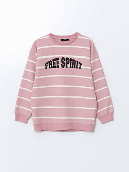 Bisiklet Yaka Bask?l? K?z ?ocuk Sweatshirt