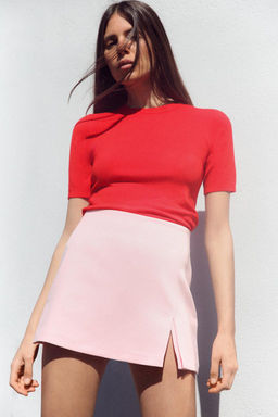 BASIC PLAIN KNIT SHORT SLEEVE TOP - Zara фото 37