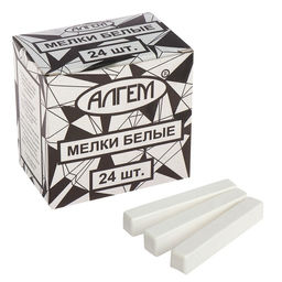 Цена за 2 шт. Мелки белые "АЛГЕМ", в наборе 24 штуки, квадратные