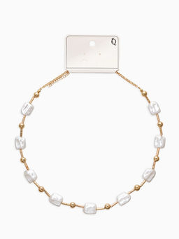 Бусы "Жемчуг" майорика прямоугольник, цвет белый в золоте