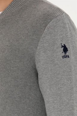 Мужской серый меланжевый базовый трикотажный кардиган - U.s. polo assn фото 7