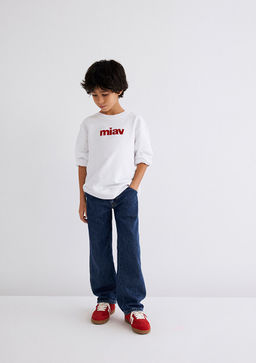 Miav Bask?l? Beyaz Sweatshirt - Mavi фото 2