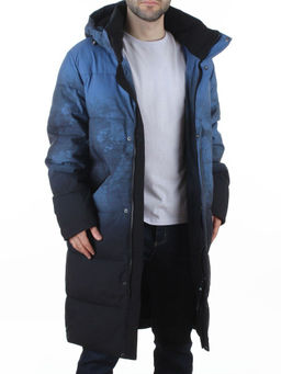 6782 BLUE/BLACK Куртка мужская зимняя удлиненная (био-пух)