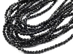 Колье из циркона 10 нитей шарик 2мм, цвет черный