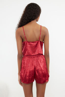 Trendyolmilla Pudra Saten Ip Ask?l? Sortlu Dokuma Pijama Tak?m? THMSS23PT00097 фото 19