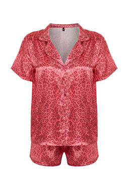 Trendyolmilla Pembe Cok Renkli Leopar Desenli Saten Sortlu Dokuma Pijama Tak?m? THMSS20PT0158 фото 15