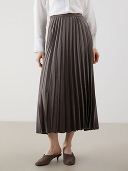 Beli Lastikli ?ifon Kad?n Pileli Etek