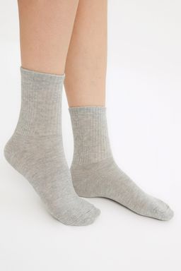 Trendyolmilla Kahverengi Cok Renkli 5li Paket Pamuklu Orme Corap TWOSS21CO0015 фото 4