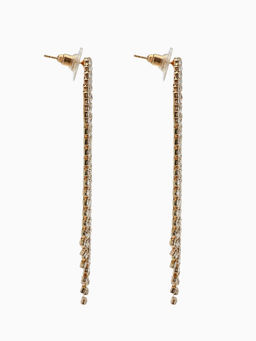 Серьги висячие со стразами Водопад мягкий ромб, белые в серебре