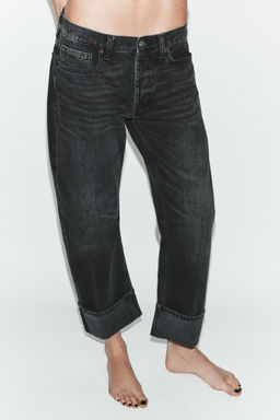 JEANS TRF RECTOS FOLD UP TIRO MEDIO / Negro - Zara фото 2