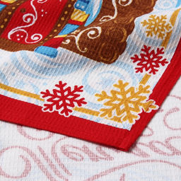 Набор новогодних полотенец Доляна Пряничный домик 35х60см-3штуки, 100% хлопок, вафельное полотно 162г/м2 фото 4