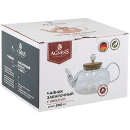 ЧАЙНИК ЗАВАРОЧНЫЙ AGNESS KRISTALL 800 МЛ. ЦВЕТ:ПРОЗРАЧНЫЙ  фото 2