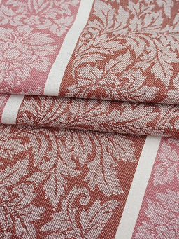 Холст полотенечный жаккард Венеция цв.терракотовый/розовый, ш.0.5м, лен-30%, хл-70%, 210гр/кв.м - Купава фото 2