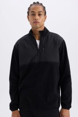 DeFactoFit Standart Fit Dik Yaka Fermuarl? Polar Sporcu Sweatshirt