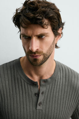 CAMISETA PUNTO CANAL? CUELLO PANADERO / Khaki - Zara фото 6