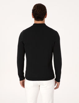 Siyah Regular Fit Y_n Kar___ml_ Polo Yaka Basic Triko Kazak - Cacharel фото 5