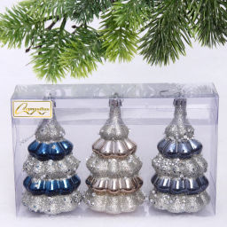 Набор украшений SHINE "Magic tree" 6х10 см (3 шт.), night blue/champagne silver/grey