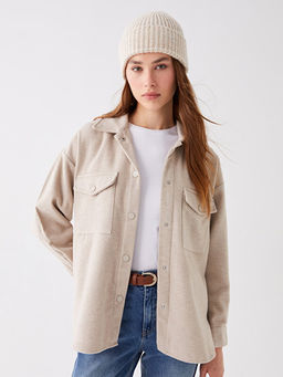 D?z Uzun Kollu Kad?n Oduncu G?mlek Ceket