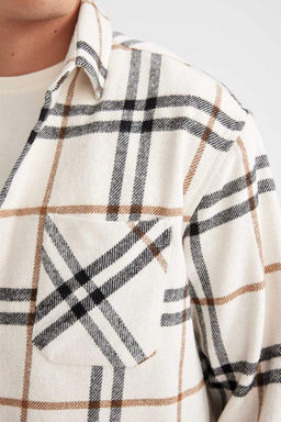 Рубашка в клетку с длинным рукавом и воротником-поло стандартного кроя - Defacto фото 5