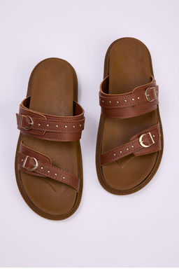 Trendyolmilla Shoes Krem Trok Islemeli Toka Detayl? Cift Bantl? Kad?n Terlik TAKSS25TE00037  фото 7