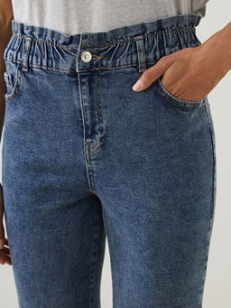 Beli Lastikli Slim Mom Kad?n Jean Pantolon