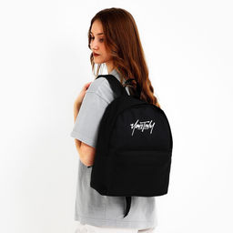 Рюкзак текстильный NAZAMOK, с карманом, 27*11*37, черный  фото 2