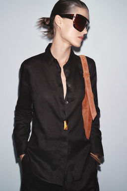 LEATHER MAXI BUCKET BAG WITH HANDLE DETAIL - Zara фото 3