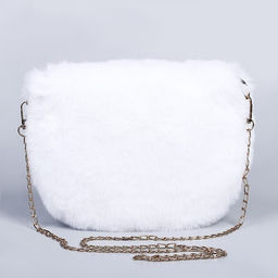 Сумка плюшевая, 24×19×3 см, белая