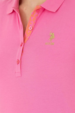 Женская розовая базовая футболка с воротником-поло Неожиданная скидка в корзине - U.s. polo assn фото 7