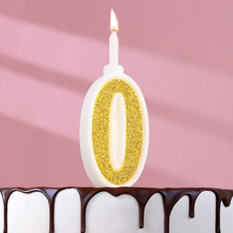 Свеча для торта «Суперблеск», 10.4 см, цифра 0, золотая блестка