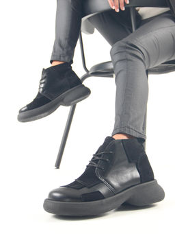 Ботинки 305.927bl.Черный черная замша/байка