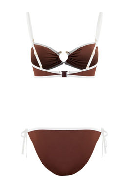 TRENDYOLMILLA Lacivert Straplez Kontrast Renk Biyeli Aksesuarl? Regular Bikini Tak?m? TBESS25BT00017  фото 18