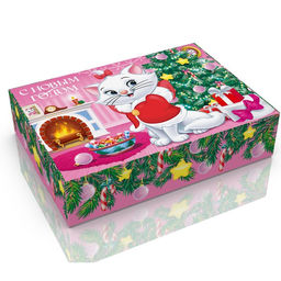 Цена за 2 шт. Коробка складная, 21 х 15 х 5 см С Новым годом, Коты аристократы