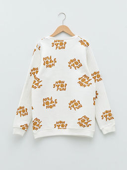 Bisiklet Yaka Bask?l? Uzun Kollu Erkek ?ocuk Sweatshirt - Waikiki фото 2