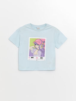 Bisiklet Yaka K-Pop Bask?l? K?z ?ocuk Ti??rt