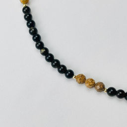 Колье из золотистого Обсидиана и песочной Яшмы 42 см +