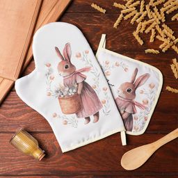 Набор кух. Доляна Зайчиха: варежка 20х28 см, прихватка 17х17 см, 35% хл, 65% пэ